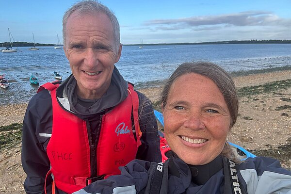 Vikki during her kayaking phase of the alternative triathlon, alongside Martin Edwards
