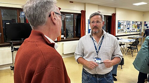 Cllr Andy Todd speaking at a pop-up event for the Local Plan